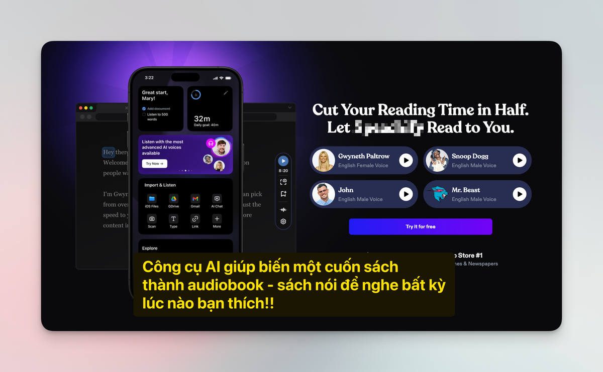 Công cụ AI giúp biến một cuốn sách thành audiobook để nghe bất kỳ lúc nào bạn thích